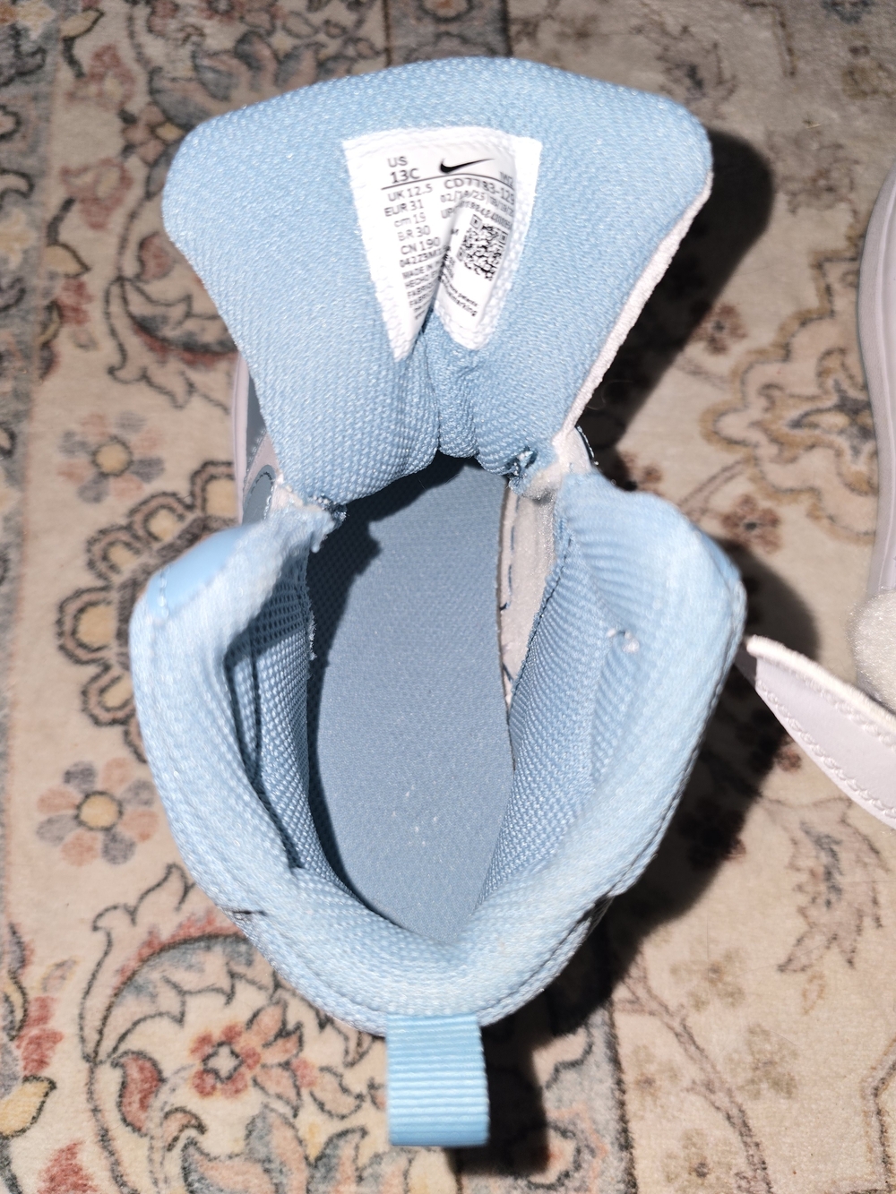 Kids' Court Borough Mid 2  High-Top Sneakers in Light Blue and White - Picture 9 of 9